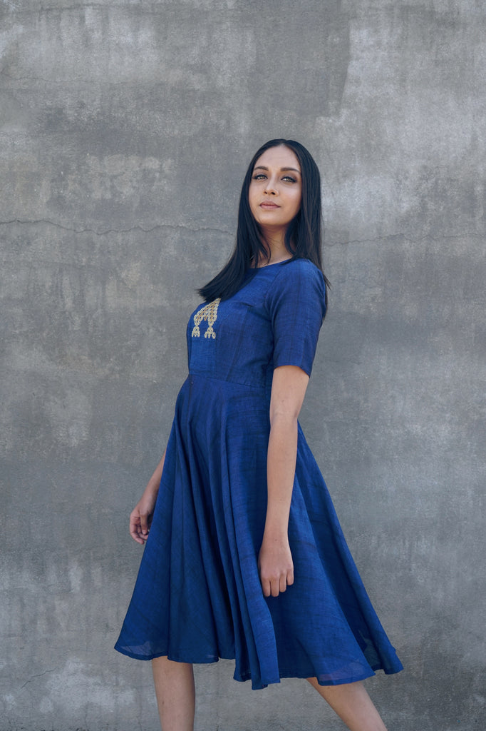 Blue flared dress